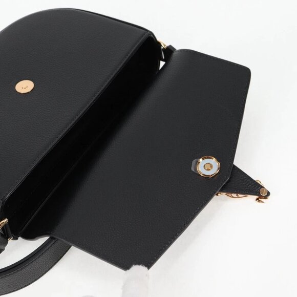 VERSACE Shoulder Bag Leather Black Gold Auth 118818A - Picture 4 of 13